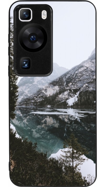 Coque Huawei P60 - Silicone rigide noir Winter 22 snowy mountain and lake