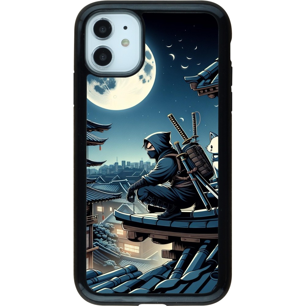 iPhone 11 Case Hülle - Hybrid Armor schwarz Ninja unter dem Mond