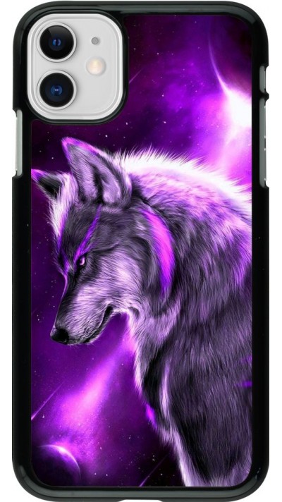 Hülle iPhone 11 - Purple Sky Wolf