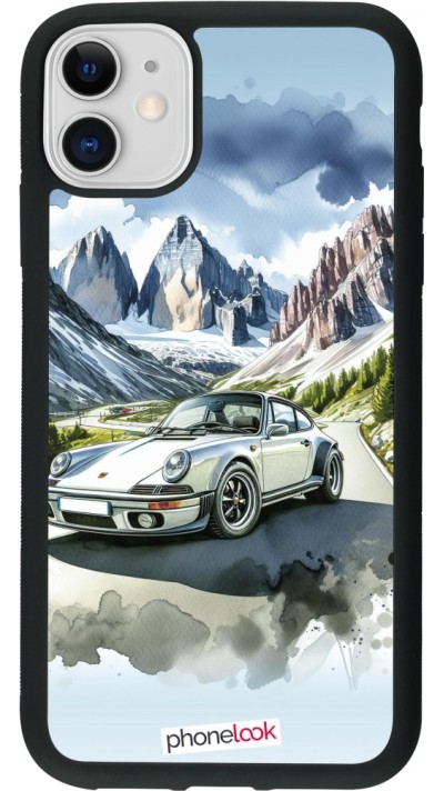 iPhone 11 Case Hülle - Silikon schwarz Porsche 911 Berg Aquarell