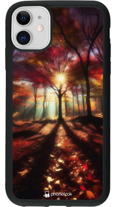 iPhone 11 Case Hülle - Silikon schwarz Herbstlicher goldener Glanz