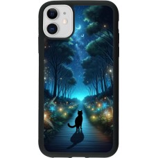 iPhone 11 Case Hülle - Silikon schwarz Schwarze Katze Spaziergang