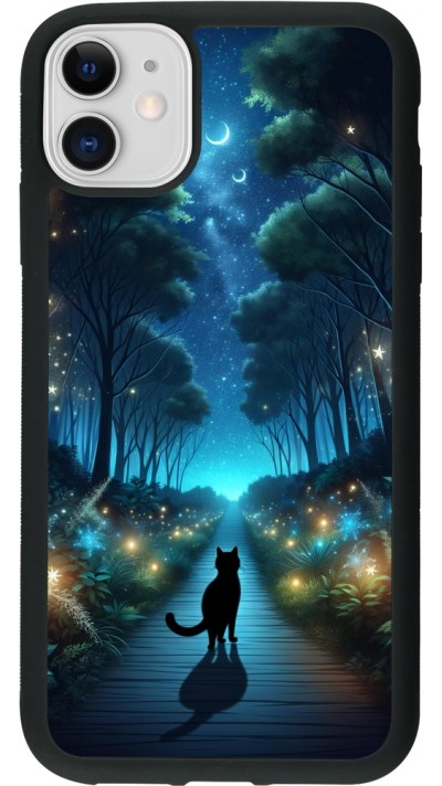 iPhone 11 Case Hülle - Silikon schwarz Schwarze Katze Spaziergang
