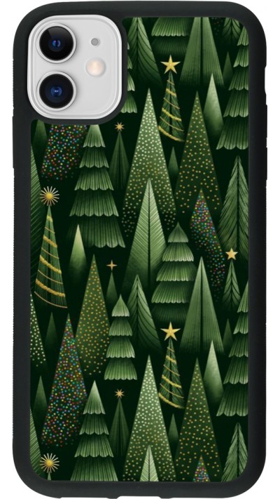 iPhone 11 Case Hülle - Silikon schwarz Christmas 25 Pattern Xmas Tree