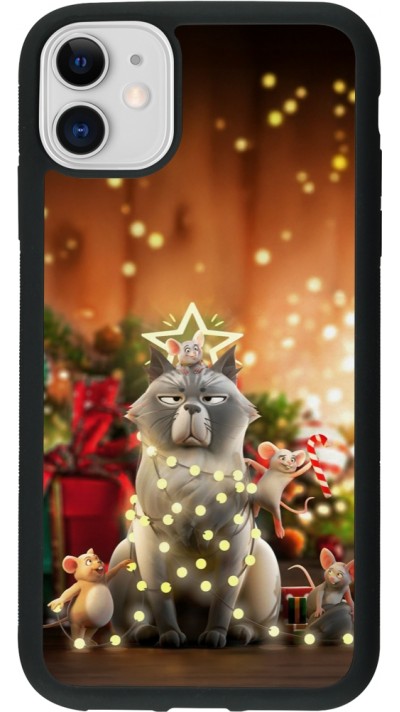 iPhone 11 Case Hülle - Silikon schwarz Christmas 25 Xmas Cat