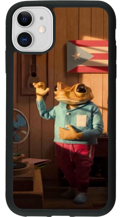 iPhone 11 Case Hülle - Silikon schwarz Dancing frog DTMF