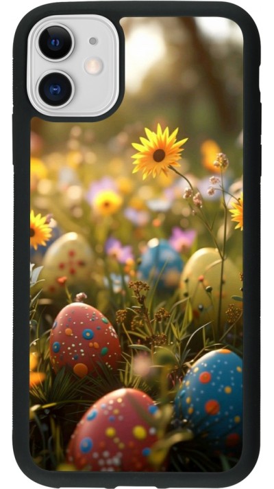 iPhone 11 Case Hülle - Silikon schwarz Easter 2026 Decorated eggs