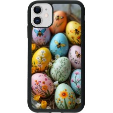 iPhone 11 Case Hülle - Silikon schwarz Easter 2026 Eggs with bees