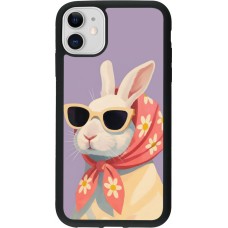 iPhone 11 Case Hülle - Silikon schwarz Easter 2026 Rabbit with scarf