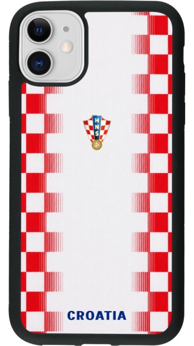 iPhone 11 Case Hülle - Silikon schwarz Kroatien 2026 personalisierbares Fussballtrikot