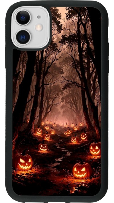 iPhone 11 Case Hülle - Silikon schwarz Halloween 2025 Road of Terrifying Pumpkins