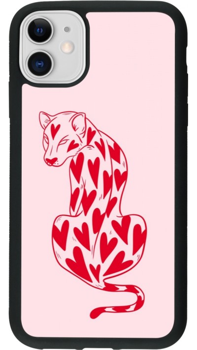 iPhone 11 Case Hülle - Silikon schwarz Leopard with hearts 2026