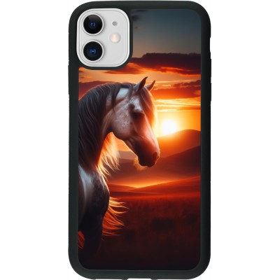 iPhone 11 Case Hülle - Silikon schwarz Majestätischer Sonnenuntergang Pferd