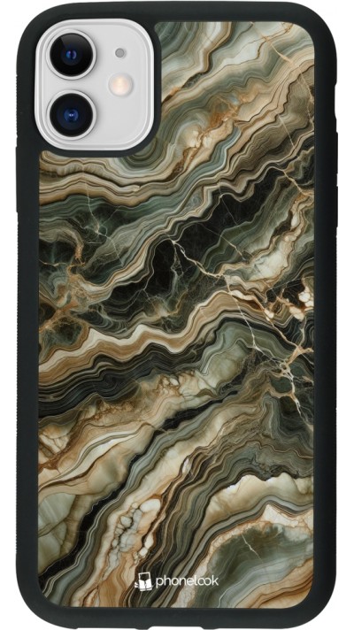 iPhone 11 Case Hülle - Silikon schwarz Oliv Marmor