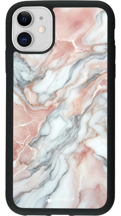 iPhone 11 Case Hülle - Silikon schwarz Rosa Leuchtender Marmor