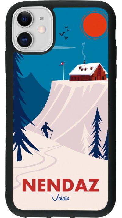 iPhone 11 Case Hülle - Silikon schwarz Nendaz Cabane Ski