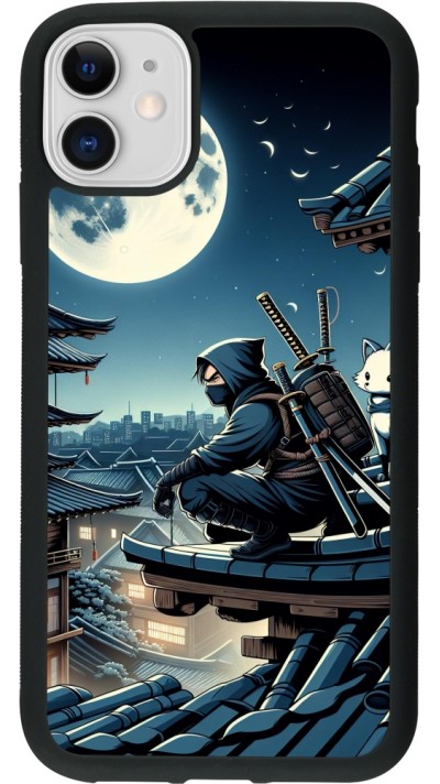 iPhone 11 Case Hülle - Silikon schwarz Ninja unter dem Mond