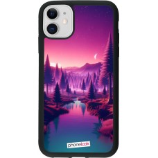 iPhone 11 Case Hülle - Silikon schwarz Lila-rosa Landschaft
