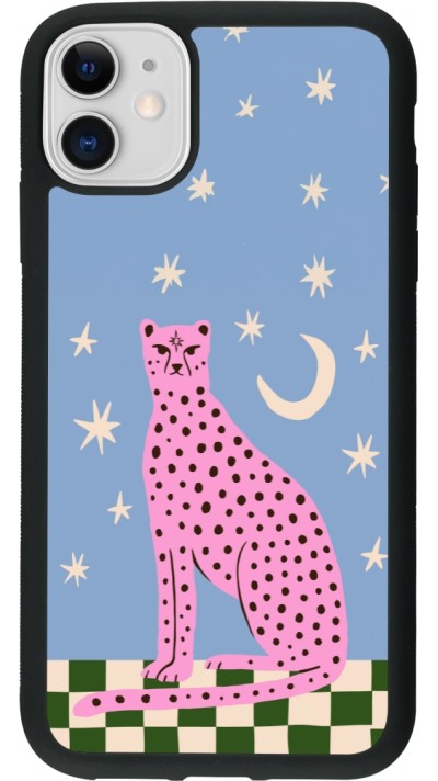 iPhone 11 Case Hülle - Silikon schwarz Pink leopard with stars 2026