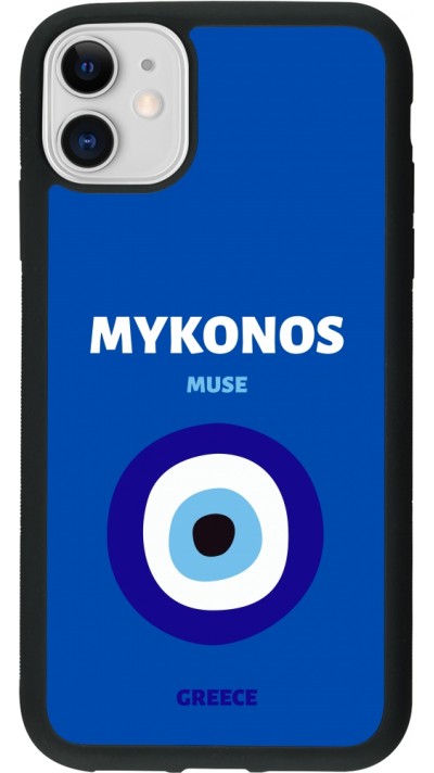iPhone 11 Case Hülle - Silikon schwarz Pop Summer Destination Mykonos
