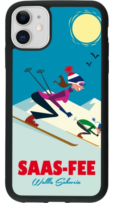 iPhone 11 Case Hülle - Silikon schwarz Saas-Fee Ski Downhill