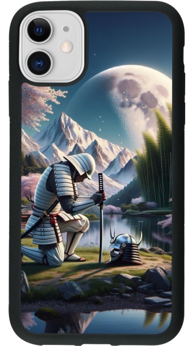 iPhone 11 Case Hülle - Silikon schwarz Samurai Katana Mond
