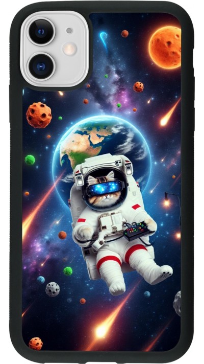 iPhone 11 Case Hülle - Silikon schwarz VR SpaceCat Odyssee