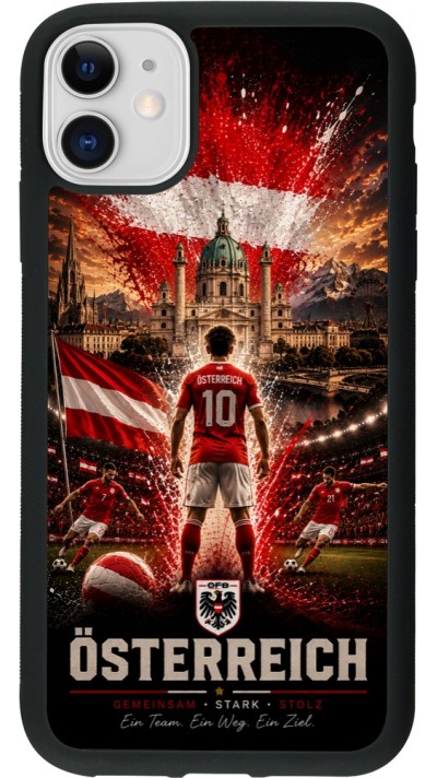 iPhone 11 Case Hülle - Silikon schwarz Fussball Österreich splash 2026