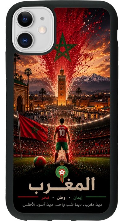 iPhone 11 Case Hülle - Silikon schwarz Fussball Marokko splash 2026