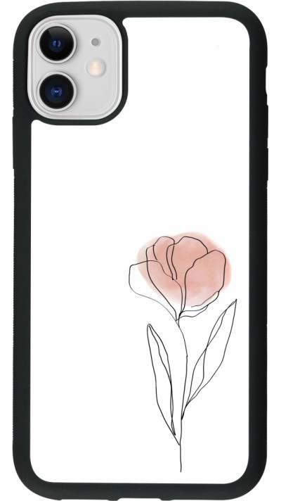 iPhone 11 Case Hülle - Silikon schwarz Spring 23 minimalist flower