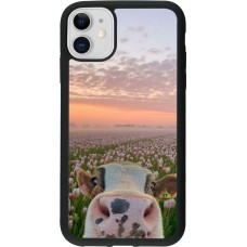iPhone 11 Case Hülle - Silikon schwarz Cow with tulips 2026