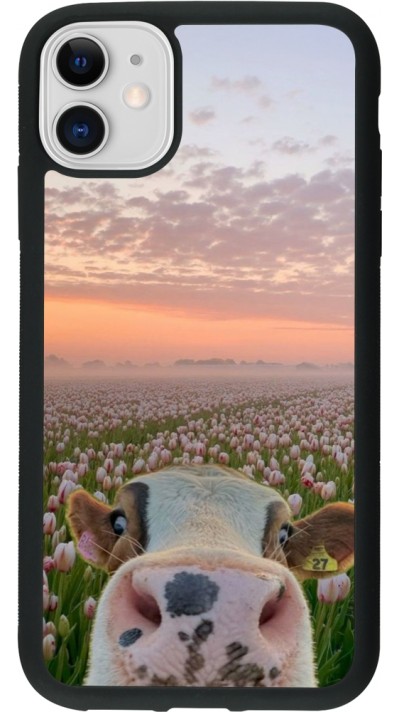 iPhone 11 Case Hülle - Silikon schwarz Cow with tulips 2026