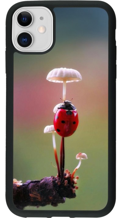 iPhone 11 Case Hülle - Silikon schwarz Ladybird on a mushroom 2026