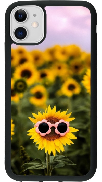 iPhone 11 Case Hülle - Silikon schwarz Sunflower with glasses 2026