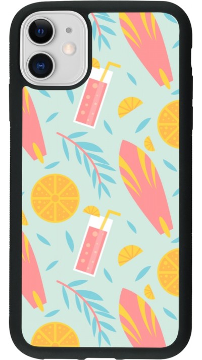 iPhone 11 Case Hülle - Silikon schwarz Summer 2025 Pattern citron