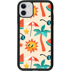 iPhone 11 Case Hülle - Silikon schwarz Summer 2025 Pattern soleil