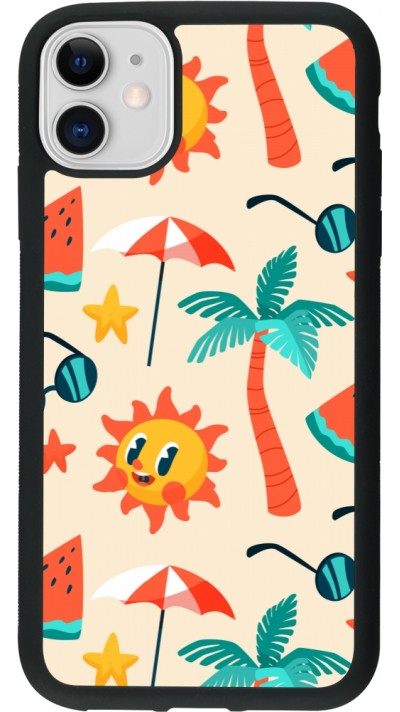 iPhone 11 Case Hülle - Silikon schwarz Summer 2025 Pattern soleil