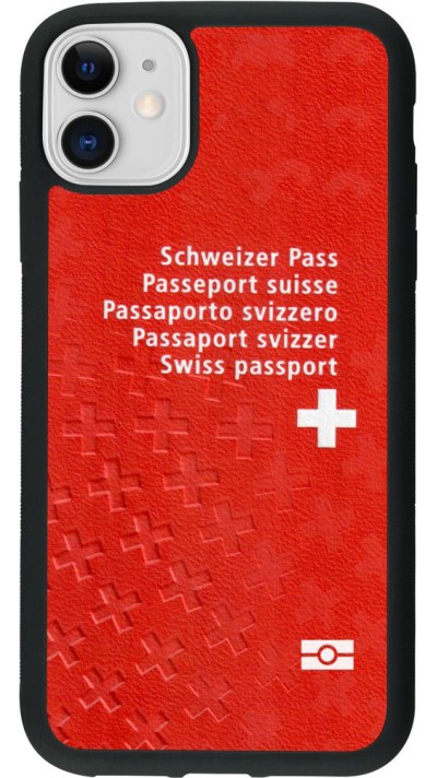 Coque iPhone 11 - Silicone rigide noir Swiss Passport