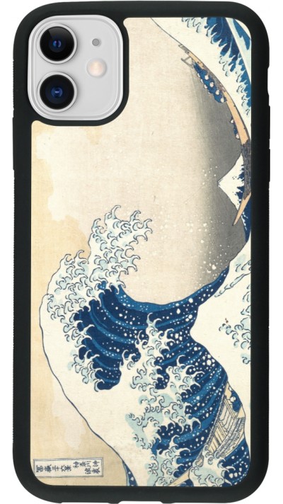 Coque iPhone 11 - Silicone rigide noir Tableau art - La Grande Vague de Kanagawa - Hokusai