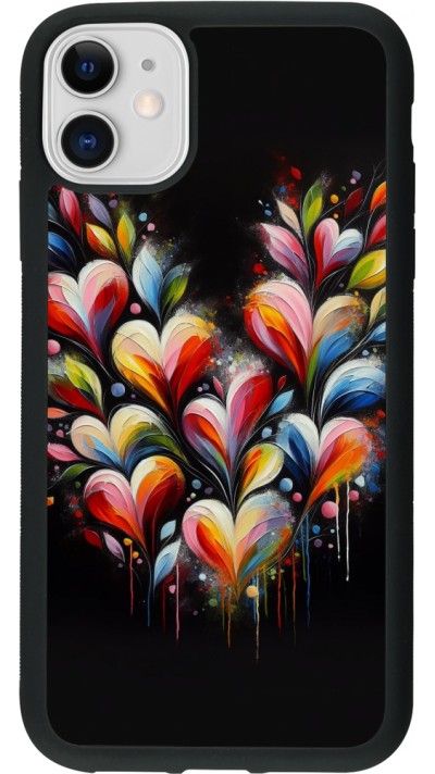iPhone 11 Case Hülle - Silikon schwarz Valentin 2024 Schwarzes Herz Abstrakt