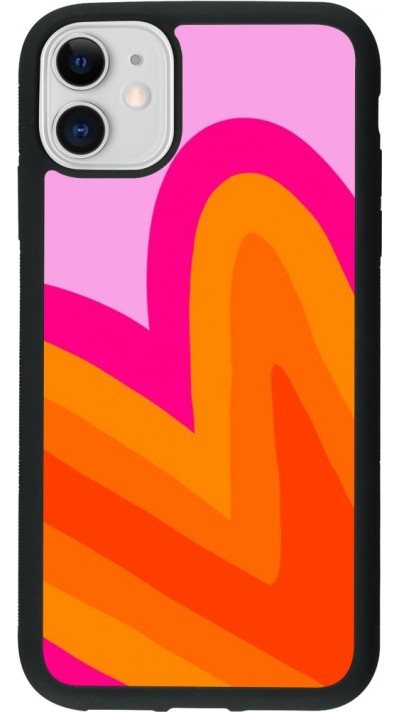 iPhone 11 Case Hülle - Silikon schwarz Valentine 2024 heart gradient