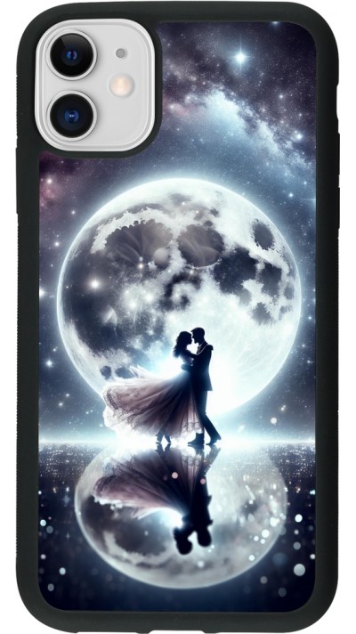 iPhone 11 Case Hülle - Silikon schwarz Valentin 2024 Liebe unter dem Mond