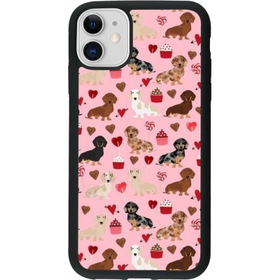 iPhone 11 Case Hülle - Silikon schwarz Valentine 2024 puppy love