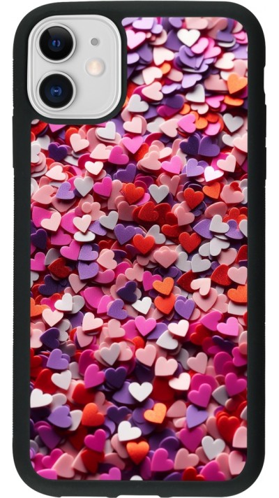 iPhone 11 Case Hülle - Silikon schwarz Valentin 2025 Konfetti