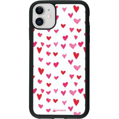 Hülle iPhone 11 - Silikon schwarz Valentine 2022 Many pink hearts