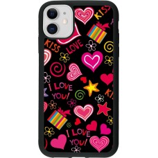iPhone 11 Case Hülle - Silikon schwarz Valentine 2023 love symbols