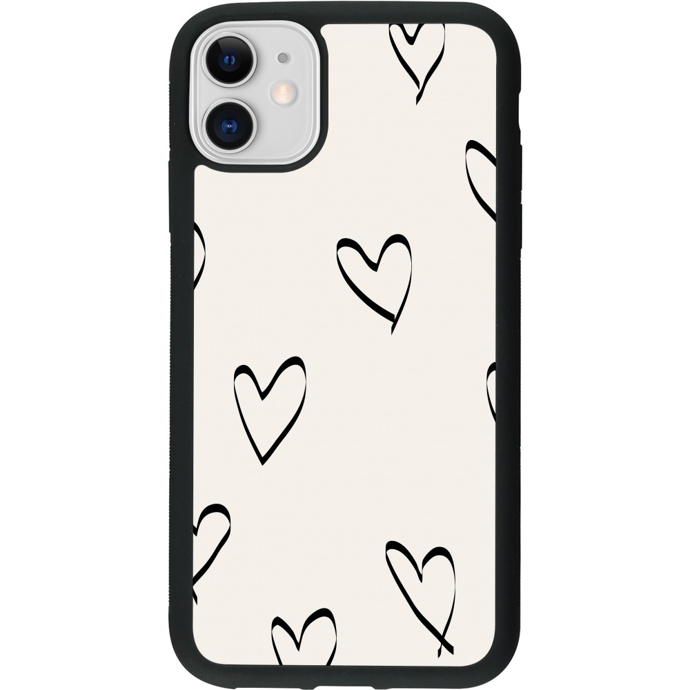 iPhone 11 Case Hülle - Silikon schwarz Valentine 2023 minimalist hearts