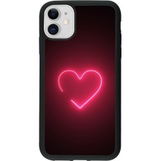 iPhone 11 Case Hülle - Silikon schwarz Valentine 2023 single neon heart