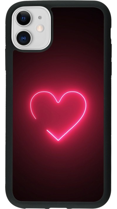 iPhone 11 Case Hülle - Silikon schwarz Valentine 2023 single neon heart