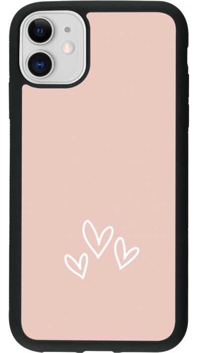 iPhone 11 Case Hülle - Silikon schwarz Valentine 2023 three minimalist hearts